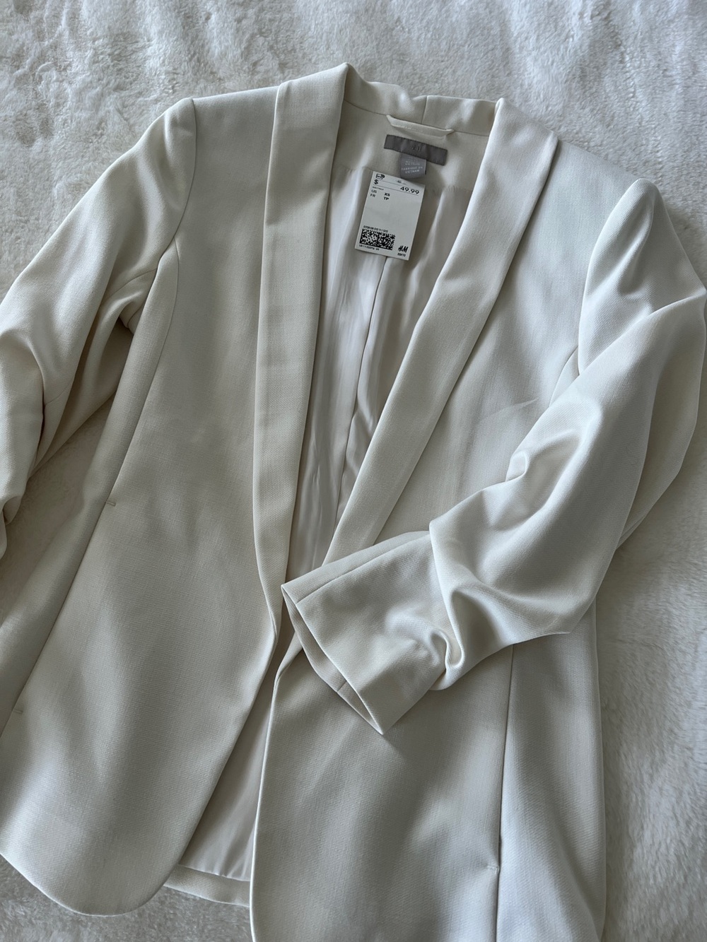 H&M Open Front Blazer with Ruched 3/4 Sleeves, Size XS - Picture 10 of 10
